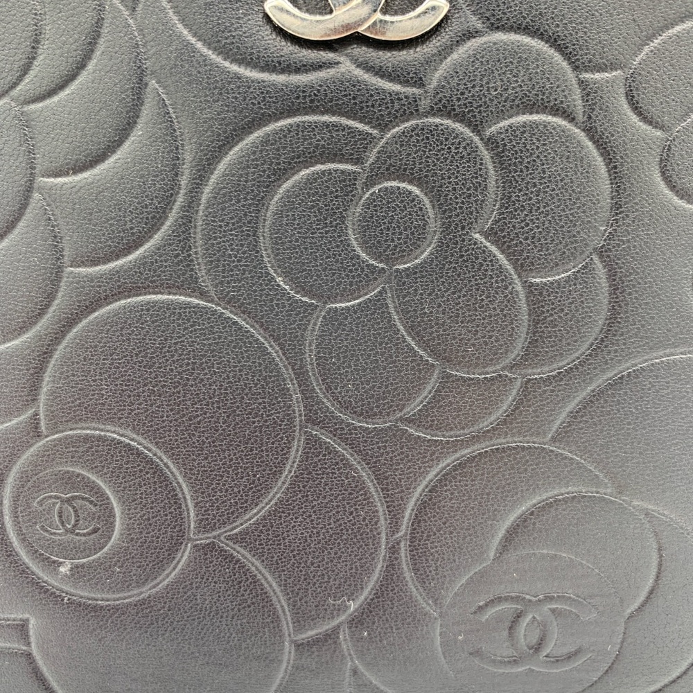 Chanel Camelia Organizer, Large Wallet in Black Leather and Silver Hardware - Picture 3 of 12